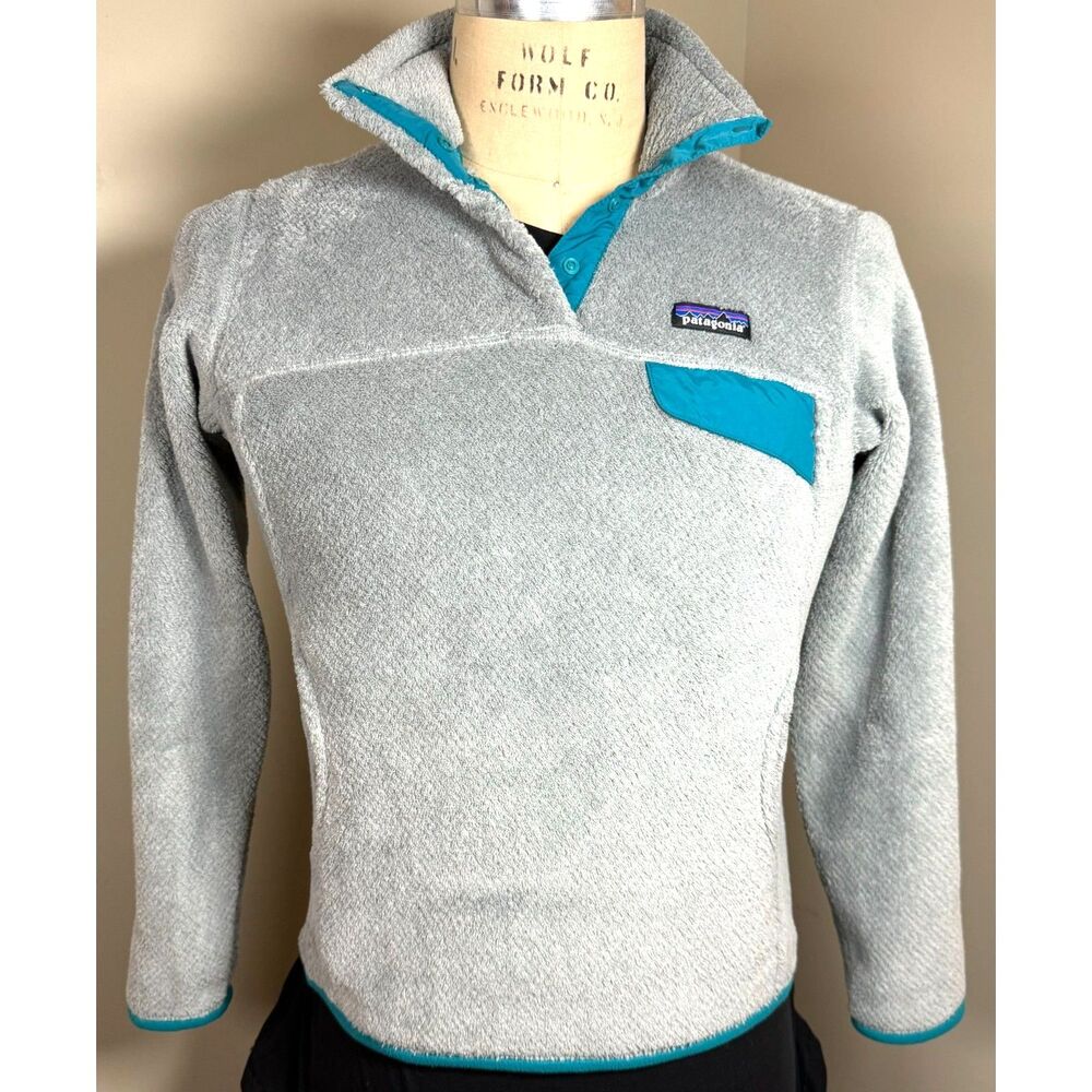 PATAGONIA Re-Tool Snap-T® Pullover Grey Nickel X Dye Emerald Teal SZ Small